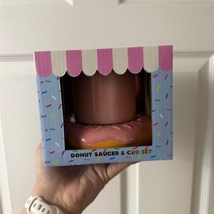 Charming Donut Saucer & Cup Set - Pink and Brown